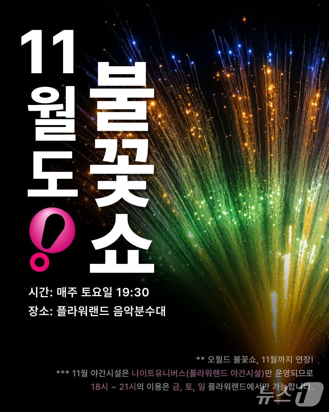 본문 이미지 - 대전오월드는 불꽃놀이를 11월까지 연장해 운영한다. (대전도시공사 제공) / 뉴스1