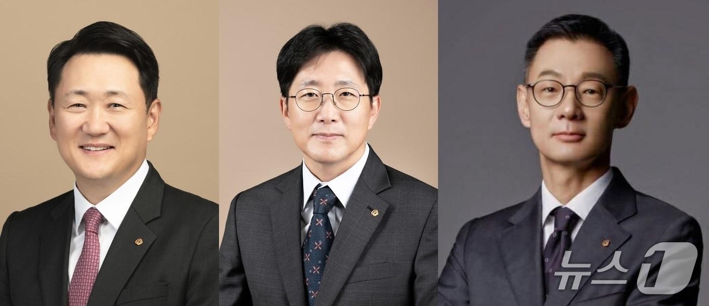김우석 ㈜한화 건설부문 대표이사 내정자, 양기원 한화임팩트 사업부문 대표이사 내정자, 김재현 한화세미텍 대표이사 내정자(한화그룹 제공)
