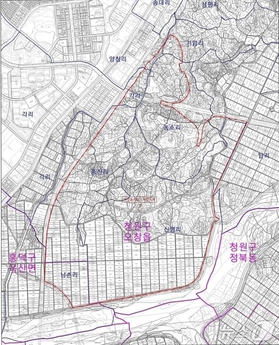 본문 이미지 - 청주시 오창4산업단지 개발행위 허가 제한 구역.&#40;청주시 제공. 재판매 및 DB금지&#41;/뉴스1