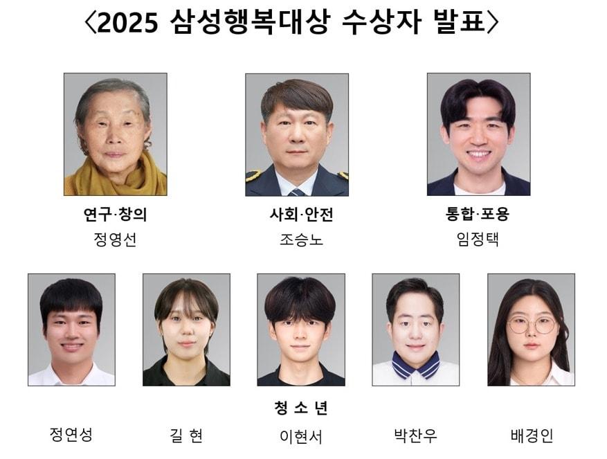본문 이미지 - 2025 삼성행복대상 수상자&#40;삼성재단 제공&#41;. ⓒ 뉴스1