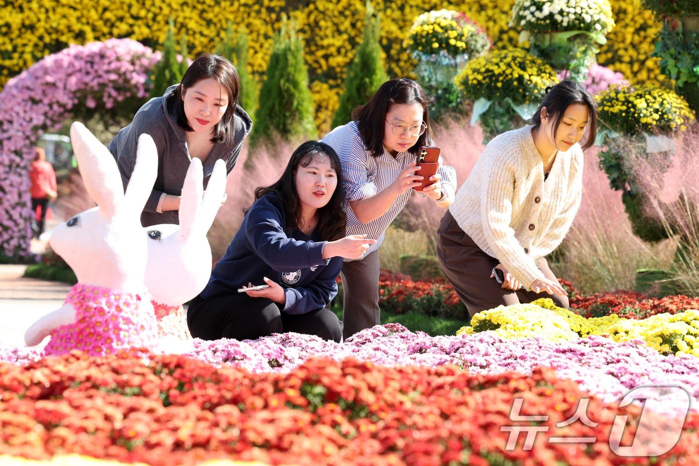 2025 대한민국 국향대전이 열리고 있는 29일 전남 함평군 함평엑스포 공원에서 시민들이 국화 정취를 즐기고 있다. 올해 국향대전은 '마법의 국향랜드'를 주제로 11월 19일까지 함평엑스포공원 일원에서 열린다. 2025.10.29/뉴스1 ⓒ News1 이승현 기자