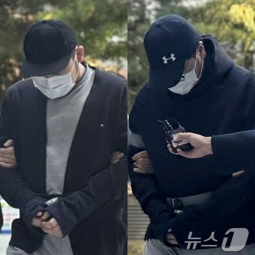 본문 이미지 - 살인미수와 공동감금 등 혐의를 받는 A 씨 등 20~30대 남성 2명이 29일 오후 구속 전 피의자 심문(영장실질심사)을 받기 위해 인천지법에 출석하고 있다.2025.10.29/뉴스1 ⓒ News1 박소영 기자