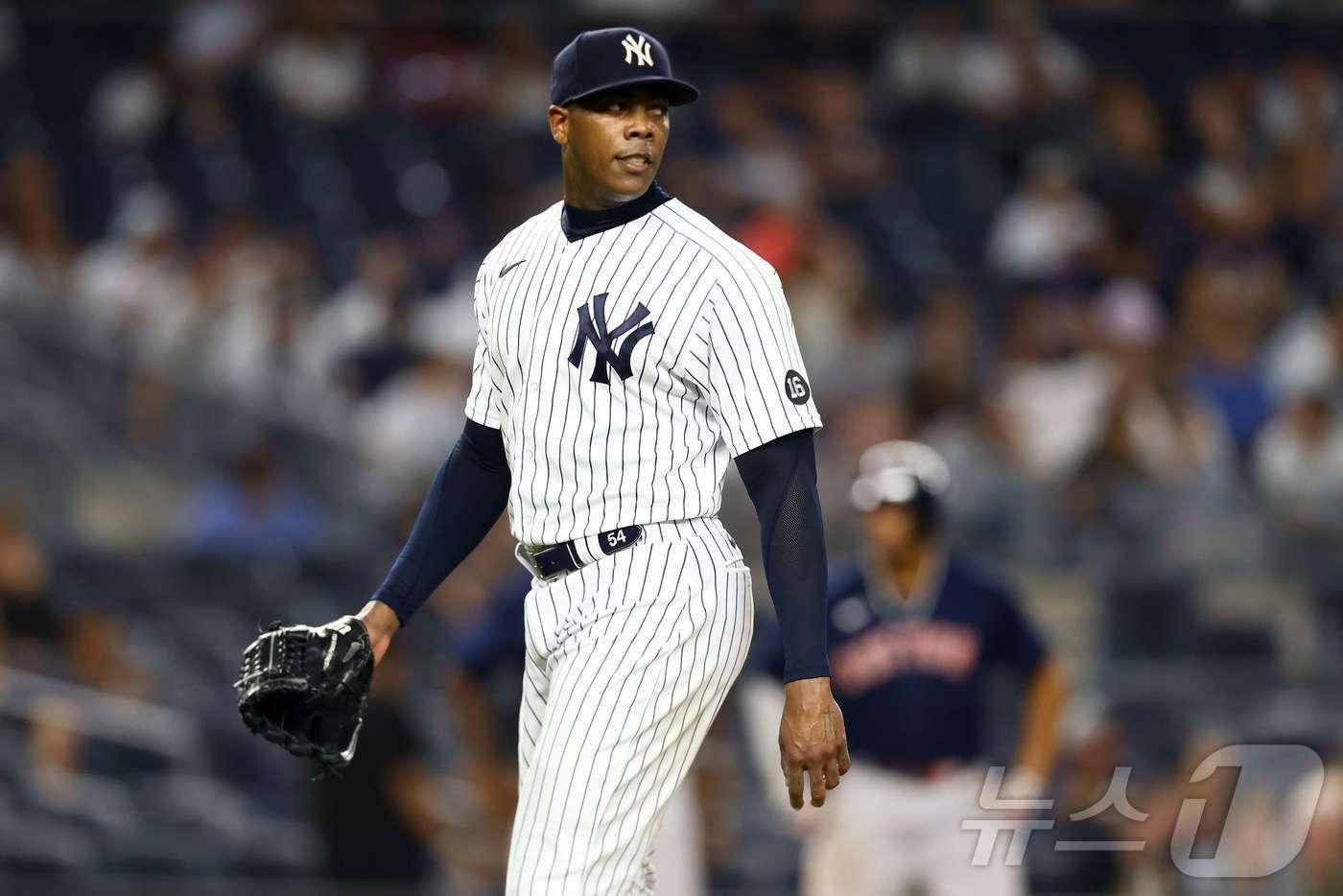 양키스 시절 채프먼. ⓒ AFP=뉴스1