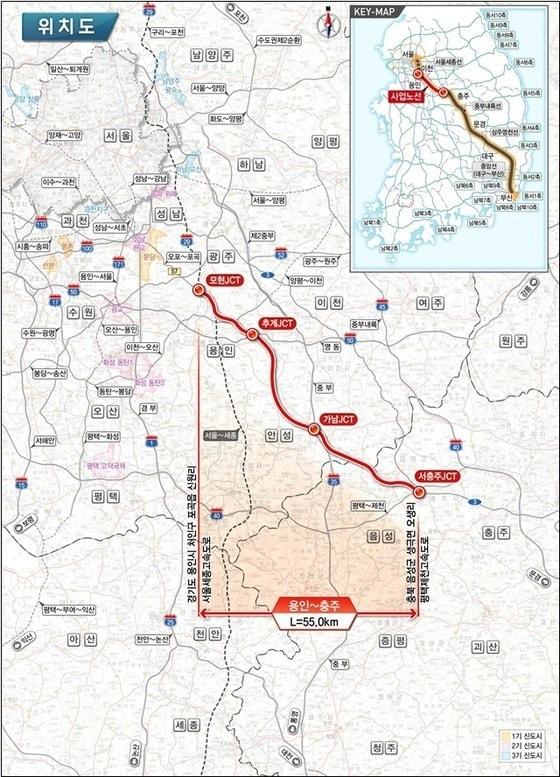 본문 이미지 - 용인-충주 민자고속도로 위치도.&#40;자료사진&#41;/뉴스1