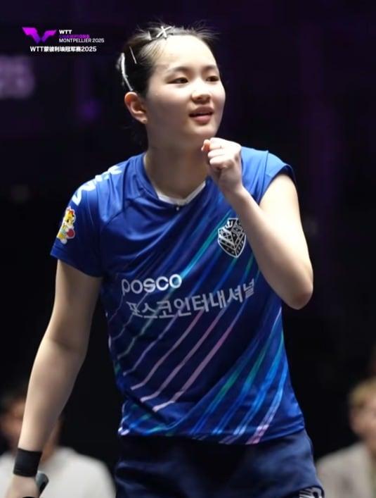본문 이미지 - WTT 챔피언스 몽펠리에에 출전한 김나영(WTT 영상 캡처) 