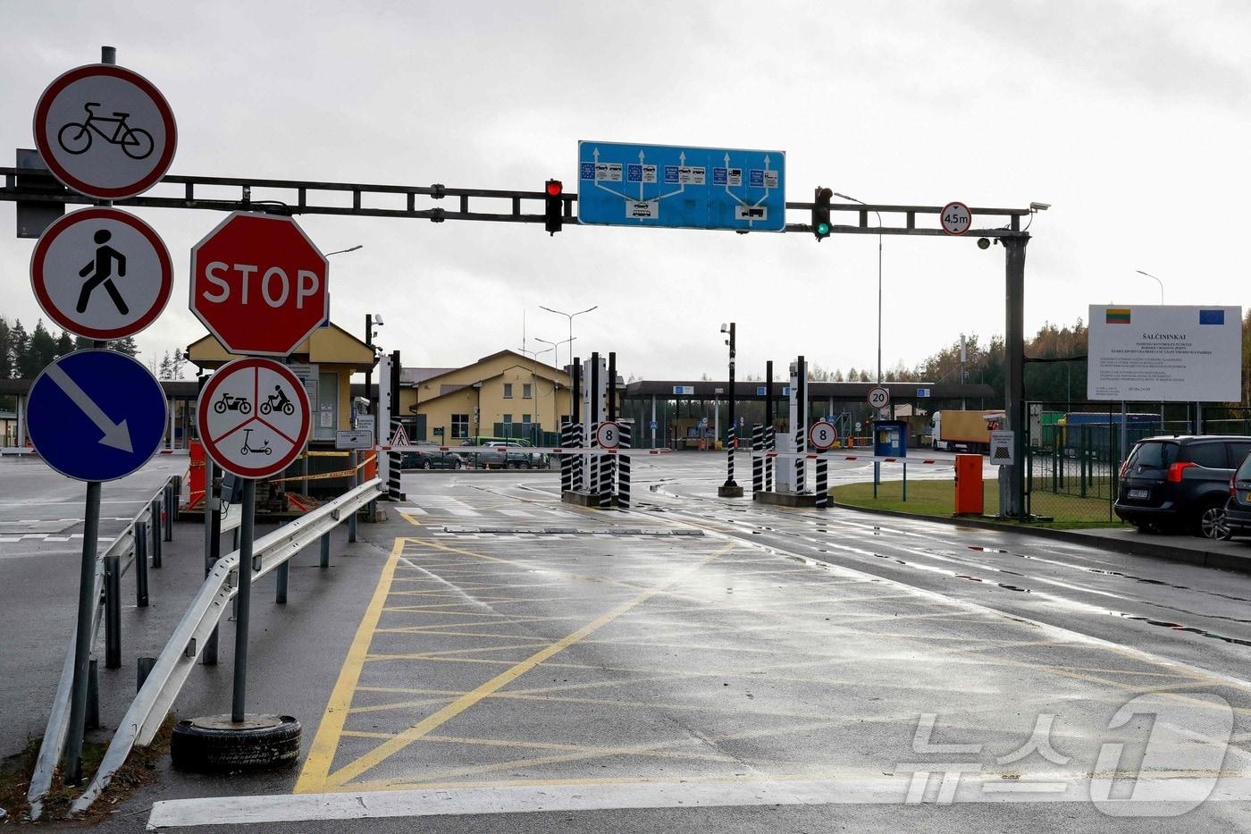 리투아니아 남동부 살치닌카이 인근 리투아니아-벨라루스 국경 검문소 ⓒ AFP=뉴스1