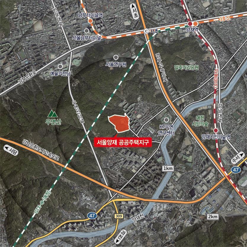 본문 이미지 - 서울양재 공공주택지구 위치도.(LH 제공) / 뉴스1 ⓒ News1