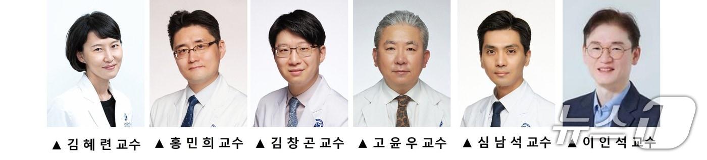 연세암병원 종양내과 김혜련·홍민희·김창곤, 이비인후과 고윤우·심남석 교수, 연세대학교 생명시스템대학 이인석 교수(왼쪽부터)/ 세브란스 제공
