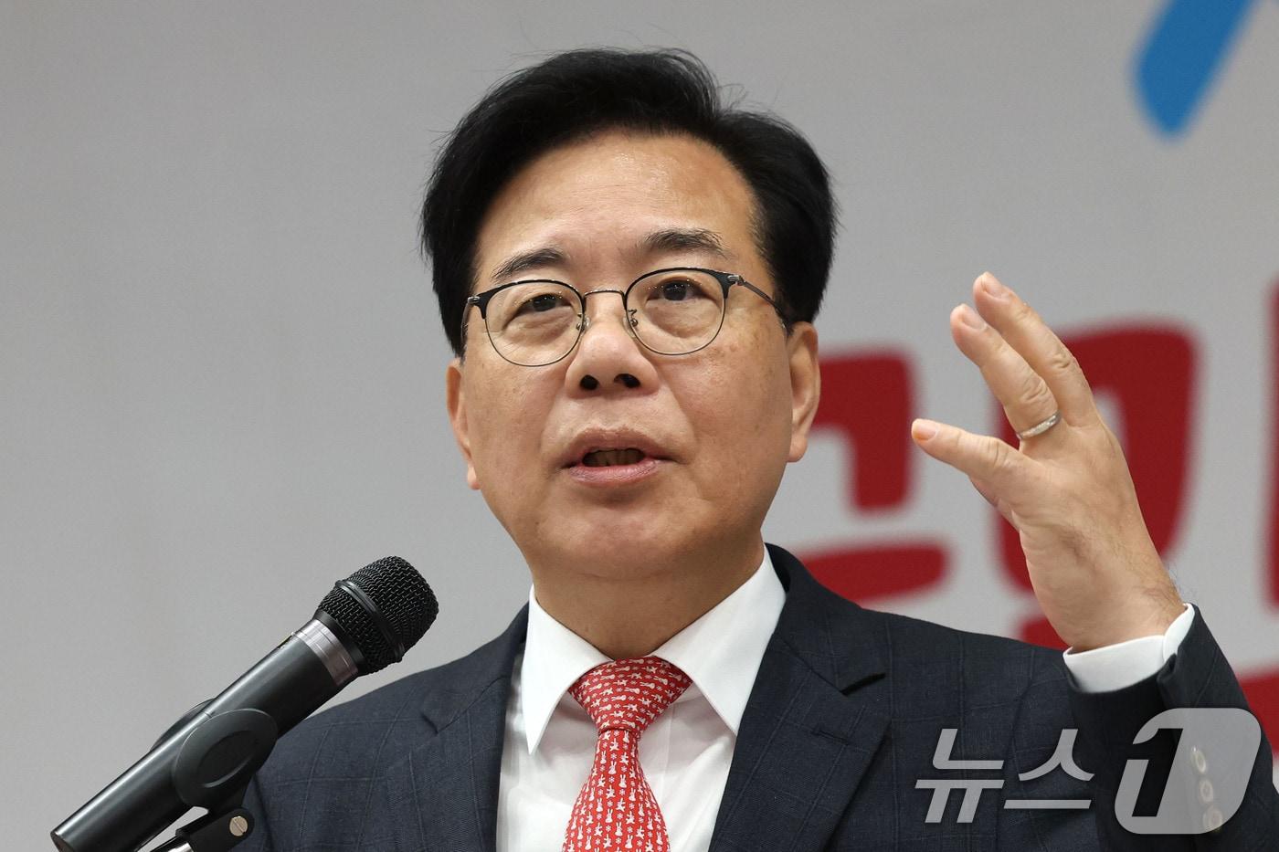 송언석 국민의힘 원내대표가 31일 서울 강남구 SETEC에서 열린 서울시당 당협위원장 및 선출공직자 워크숍에서 발언하고 있다. 2025.10.31/뉴스1 ⓒ News1 이광호 기자