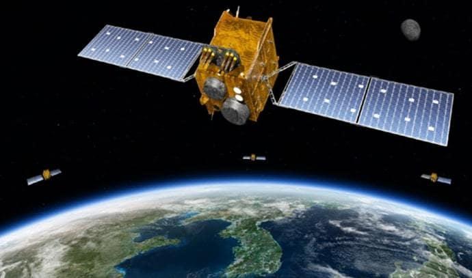 본문 이미지 - 한국형 위성항법 시스템(KPS) 위성 1호기 상상도.(한국항공우주연구원 제공)