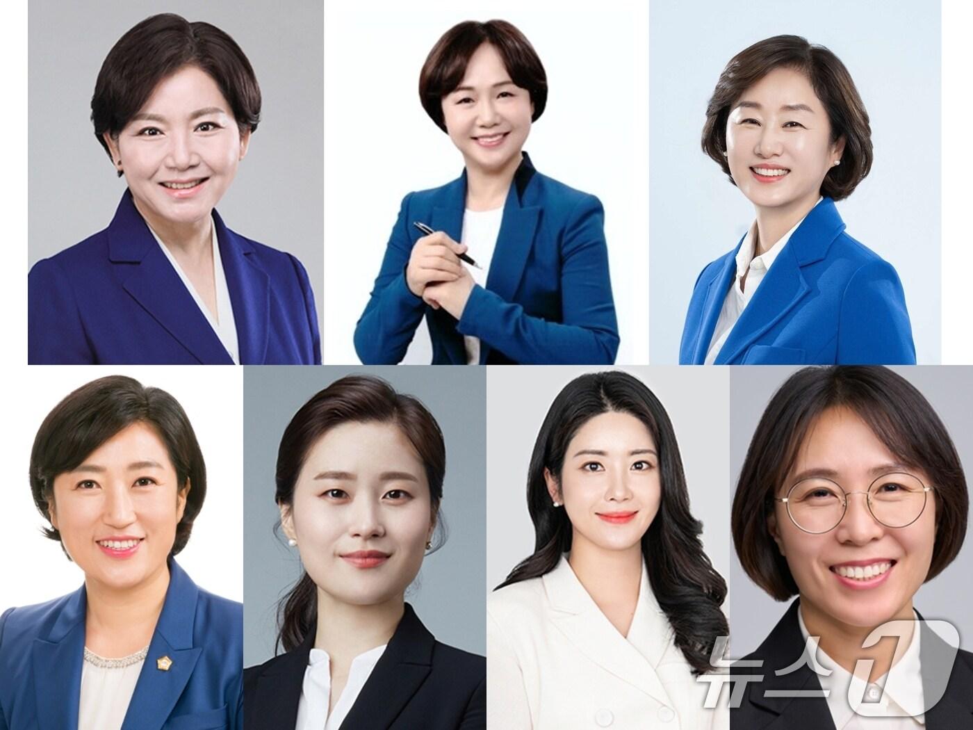 본문 이미지 - 광주 지역 첫 여성 기초단체장 후보들. &#40;왼쪽 위부터 시계방향 순&#41;박미정 광주시의원&#40;동구&#41;, 명진 광주시의원&#40;서구&#41;, 황경아 광주 남구의원&#40;남구&#41;, 이귀순 광주시의원&#40;광산구&#41;, 채은지 광주시의원&#40;북구&#41;, 정다은 광주시의원&#40;북구&#41;, 신수정 광주시의장&#40;북구&#41;. /뉴스1DB 