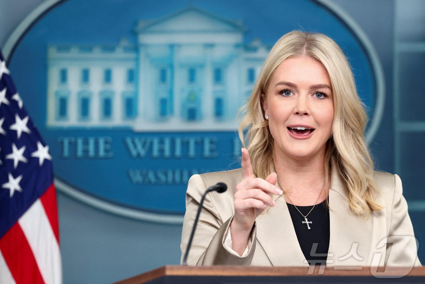 캐롤라인 레빗 백악관 대변인이 3일&#40;현지시간&#41; 백악관에서 언론 브리핑을 하고 있다. 2025.10.03. ⓒ 로이터=뉴스1 ⓒ News1 류정민 특파원