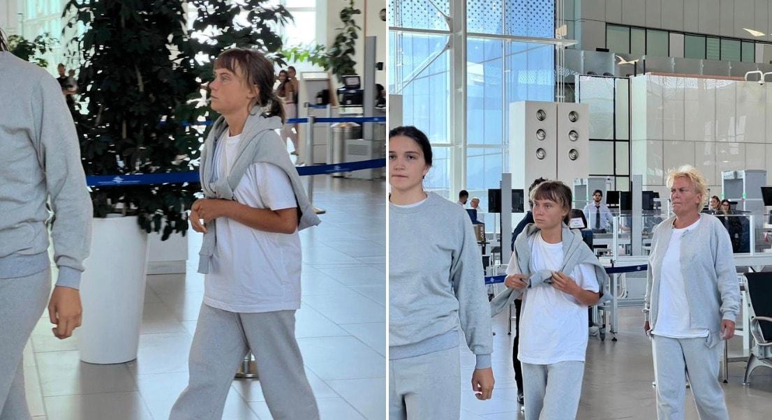 본문 이미지 - 구호물자를 싣고 가자지구에 접근하려다 이스라엘에 저지당한 뒤 공항에서 추방되고 있는 스웨덴 기후운동가 그레타 툰베리 및 글로벌 수무드 함대&#40;GSF&#41; 구성원들. &#40;사진=이스라엘 외교부 엑스&#40;X&#41; 갈무리&#41;