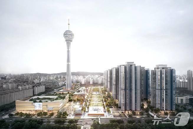 본문 이미지 - 옛 대한방직 부지에서 추진 중인 &#39;전주 관광타워복합개발사업&#39; 조감도,/뉴스1