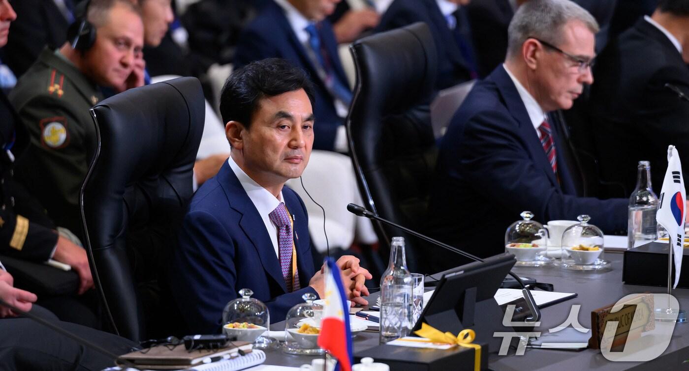 안규백 국방장관이 1일 말레이시아 쿠알라룸푸르에서 개최된 아세안 확대 국방장관회의에 참석해 있다. (국방부 제공. 재판매 및 DB 금지) 2025.11.1/뉴스1