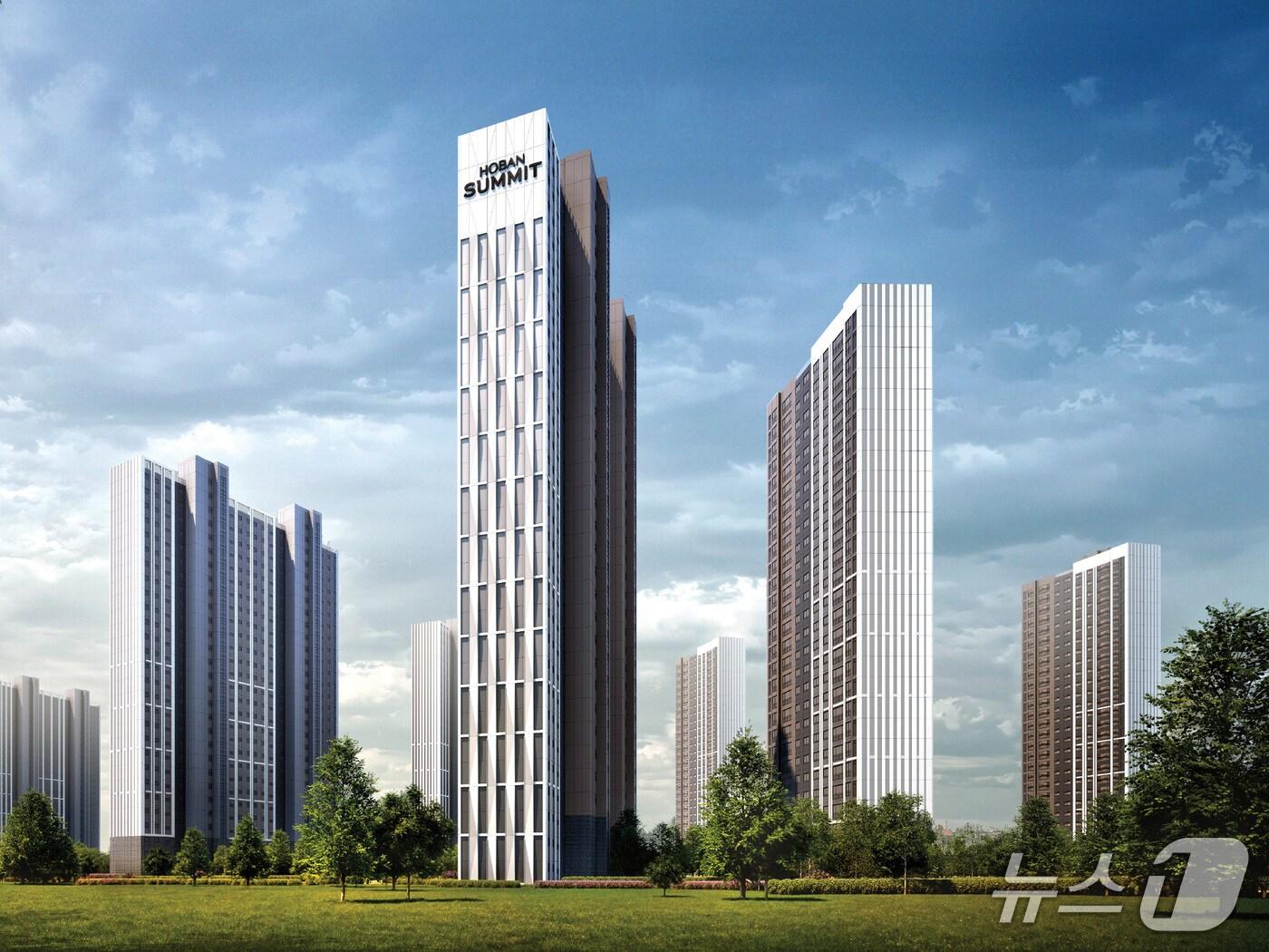 본문 이미지 - 라이트웨이브 콘셉트 디자인을 적용한 공동주택 투시도 &#40;호반건설 제공&#41; 뉴스1 ⓒ News1