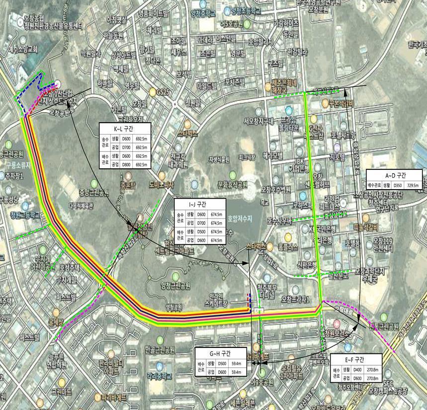 본문 이미지 - 청주시 청원구 오창읍 공동구 내 상수관 복선화 확충공사 위치도.&#40;청주시 제공. 재판매 및 DB금지&#41;/뉴스1