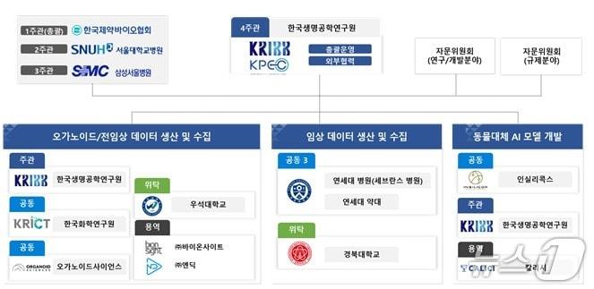 본문 이미지 - K-AI 신약개발 사업 참여기관 구성 및 협력체계도&#40;생명연 제공&#41; /뉴스1