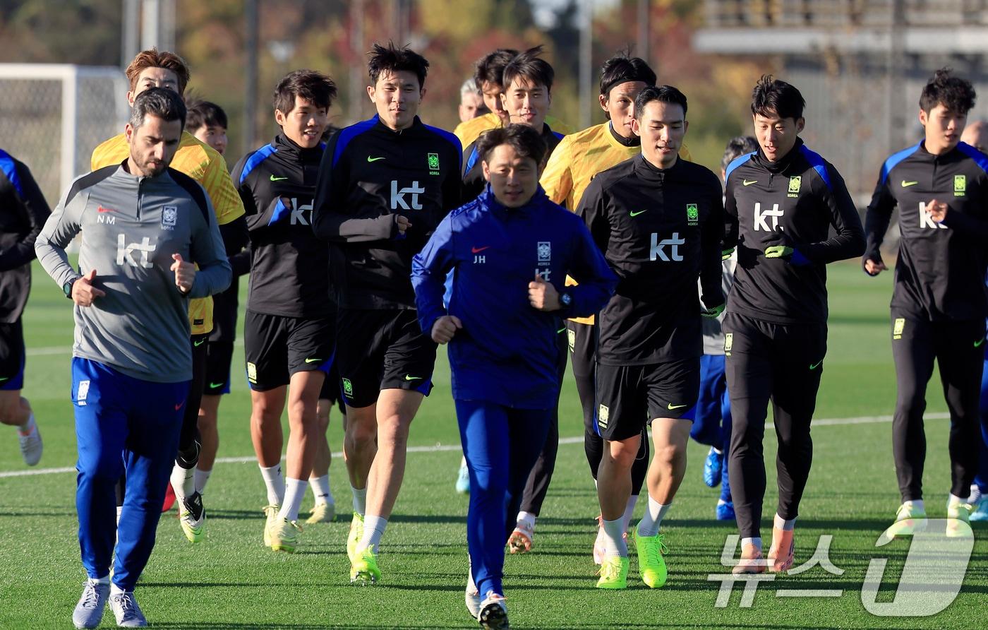 대한민국 축구 국가대표팀 선수단. /뉴스1 ⓒ News1 박정호 기자