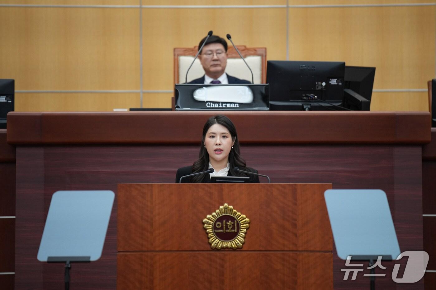 10일 김슬지 전북도의원이 정례회 제1차 본회의에서 5분 발언을 하고 있다.&#40;의회제공. 재판매 및 DB금지&#41;2025.11.10/뉴스1