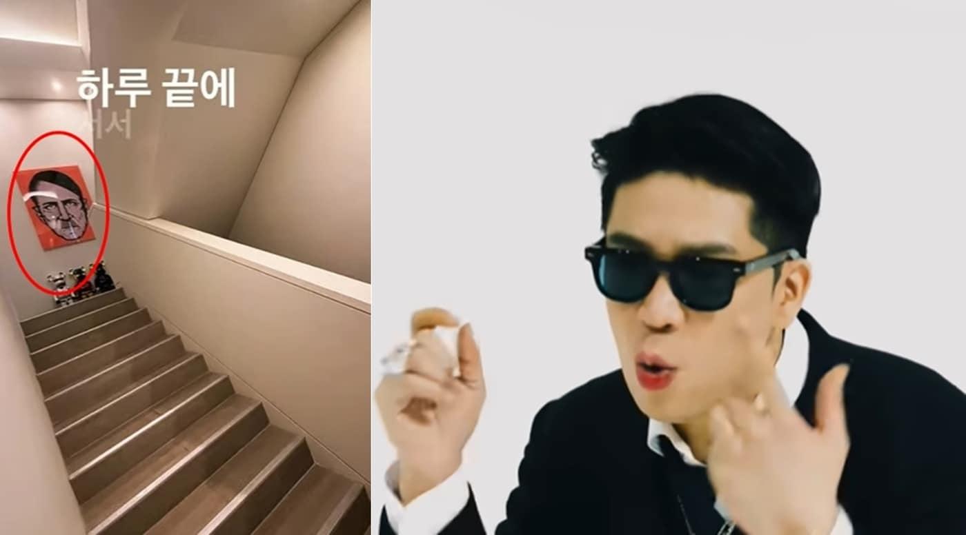 히틀러 초상화를 공개한 MC몽. 출처=MC몽 뮤직비디오