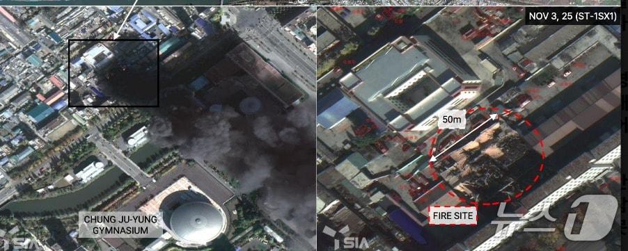 본문 이미지 - 지난 2일 평양에서 화재가 발생한 것으로 11일 파악됐다. &#40;&#39;SI 애널리틱스&#39;&#40;SI Analytics&#41; 보고서 갈무리&#41;