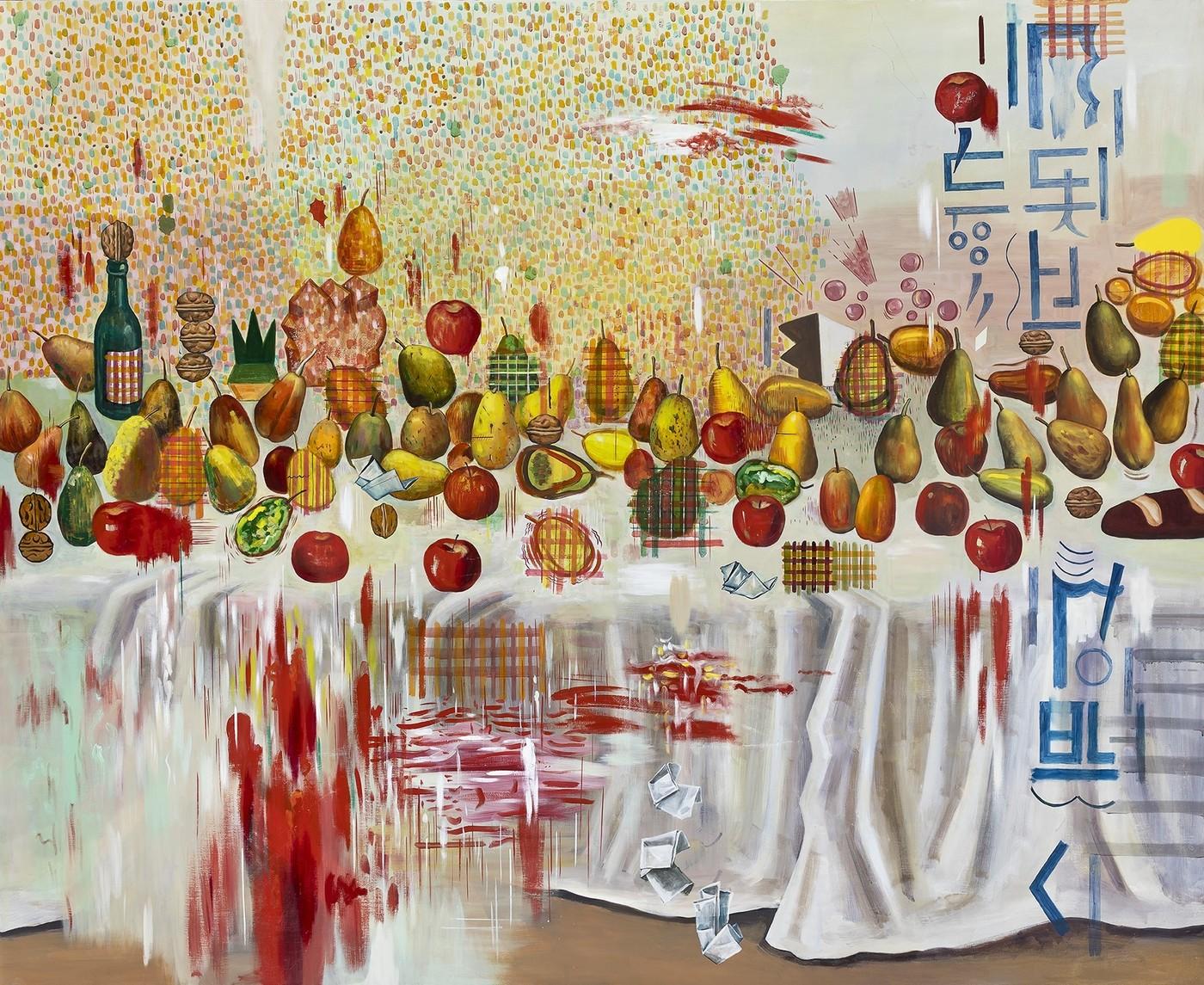 본문 이미지 - 정수진, 극미와 극대 사이의 붓질이 만든 정물화, 2025, Oil on linen, 180x220cm ⓒ 정수진&#40;S2A 제공&#41;