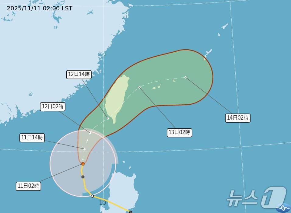 본문 이미지 - 태풍 풍웡 이동 경로 &#40;대만 중앙기상청&#41;