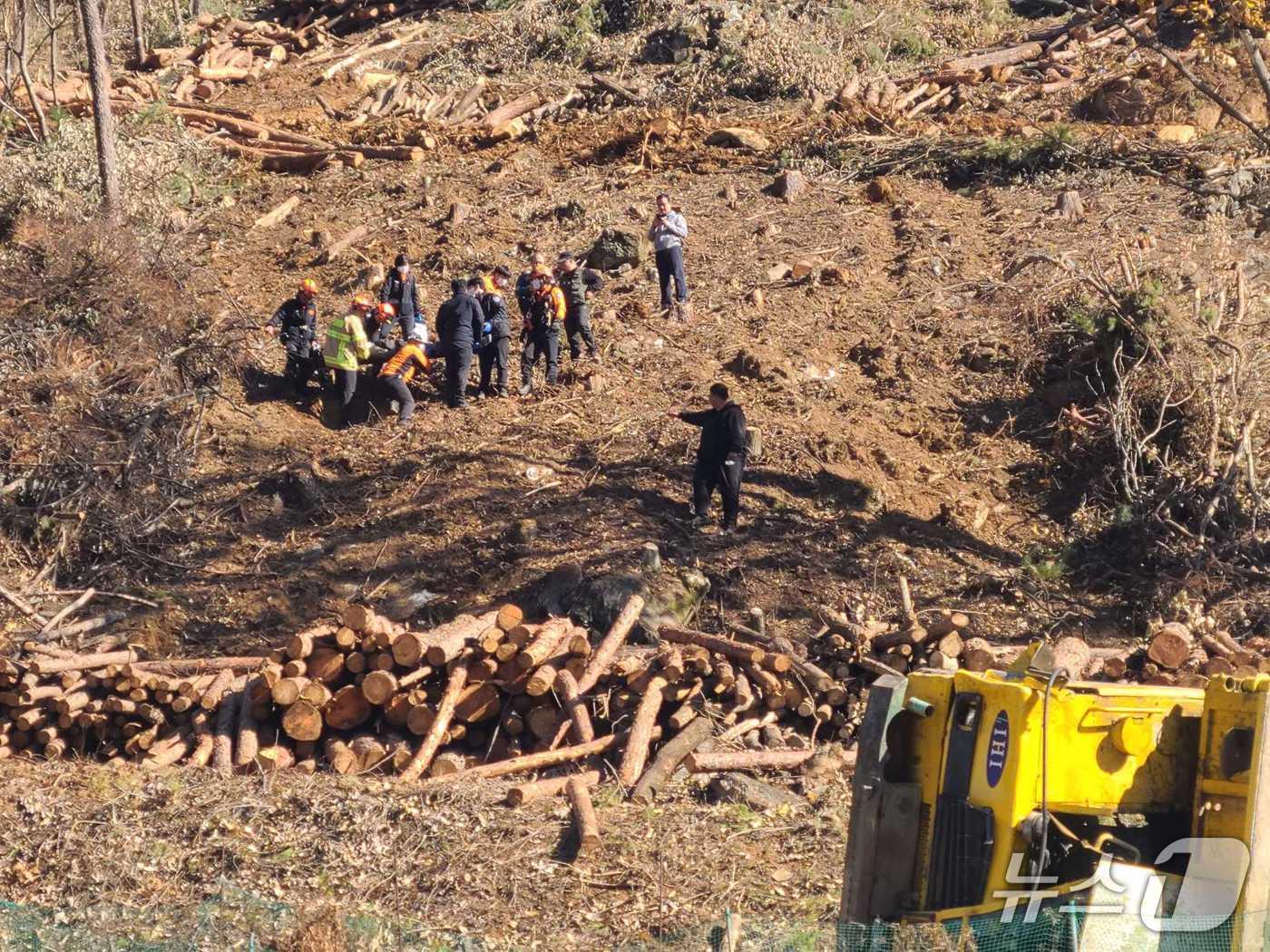 본문 이미지 - 강원 영월군 영월읍 흥월리 사고 현장.&#40;강원도소방본부 제공, 재판매 및 DB금지&#41;