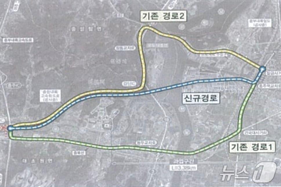 본문 이미지 -  충청내륙고속화도로와 충주역 연결사업 노선도.&#40;충주시 제공. 재판매 및 DB금지&#41;/뉴스1
