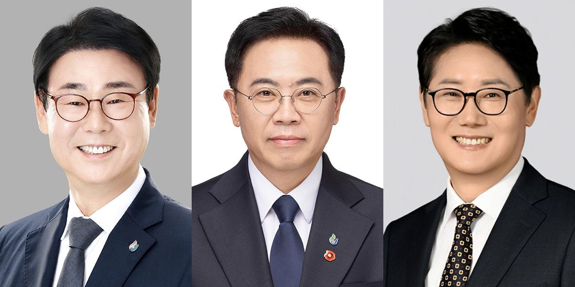 본문 이미지 - (왼쪽부터) 제12대 제주대학교 총장 임용 후보자 선거 기호 1번 양덕순 후보, 기호 2번 양창용 후보, 기호 3번 김재훈 후보.