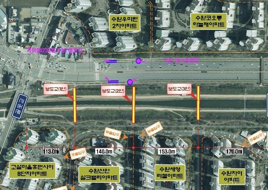 본문 이미지 - 광주 풍영정천 보도교 위치 가안. (광산구 제공. 재판매 및 DB 금지) 