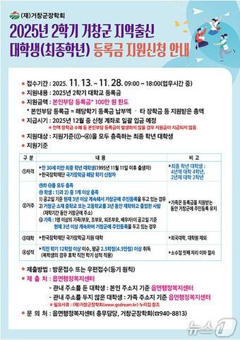 본문 이미지 - 거창군 &#39;지역출신 대학생 등록금 지원사업’ 안내문.