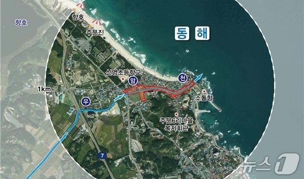 본문 이미지 - 강릉시, 우암 자연재해위험개선지구 정비사업 위치도.&#40;강릉시 제공, 재판매 및 DB 금지&#41; 2025.11.13/뉴스1