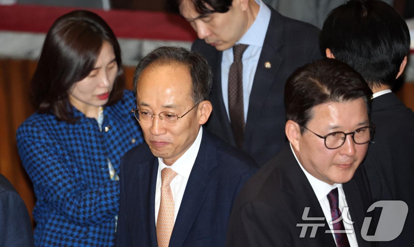 추경호 국민의힘 의원이 13일 서울 여의도 국회에서 열린 제429회국회(정기회) 제429-12차 본회의에 참석하고 있다. 2025.11.13/뉴스1 ⓒ News1 이승배 기자