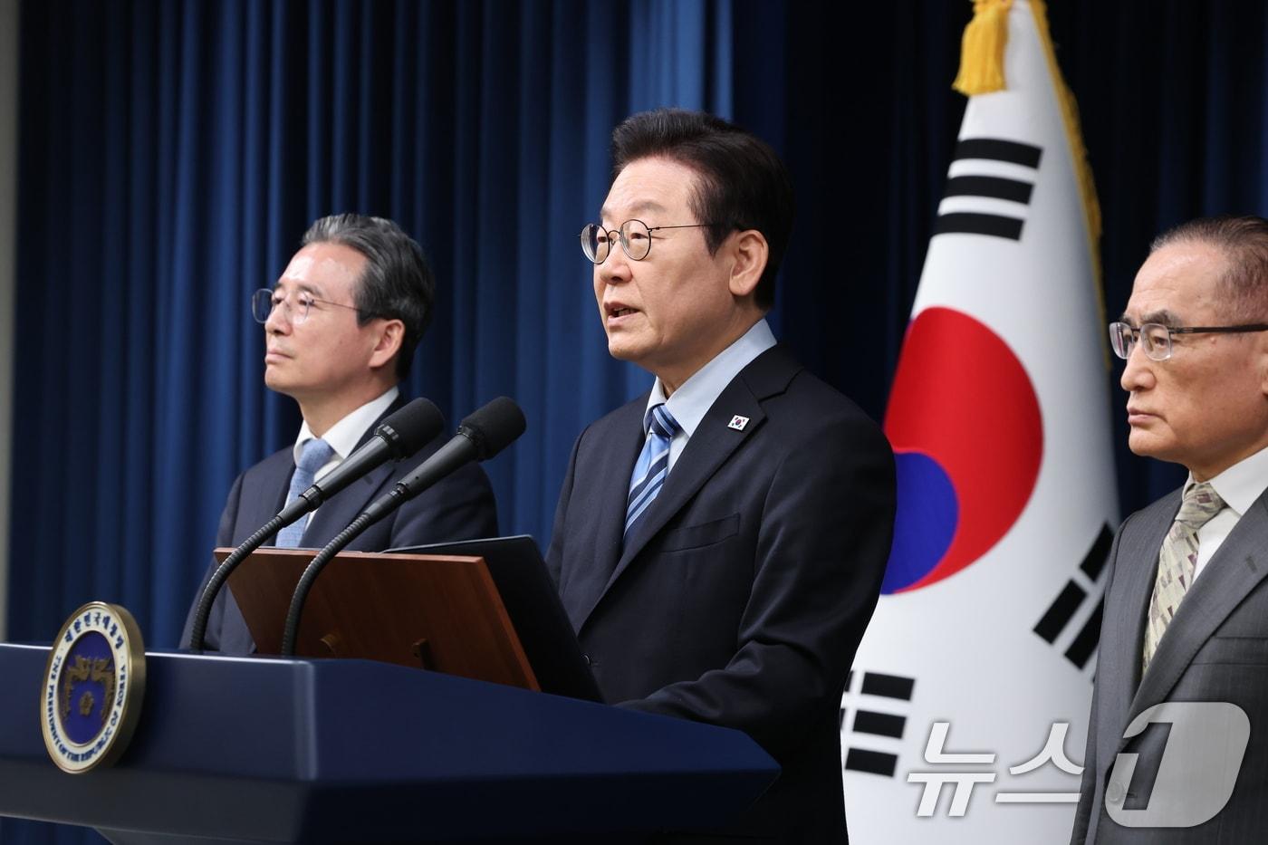 이재명 대통령이 14일 서울 용산 대통령실 청사에서 한·미 팩트시트 타결 결과를 발표하고 있다. 2025.11.14/뉴스1 ⓒ News1 허경 기자