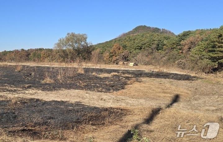 본문 이미지 - 강원 춘천 신동면 정족리 일원 산림 인접지에서 영농부산물을 불법 소각 현장.&#40;춘천시 제공, 재판매 및 DB금지&#41;