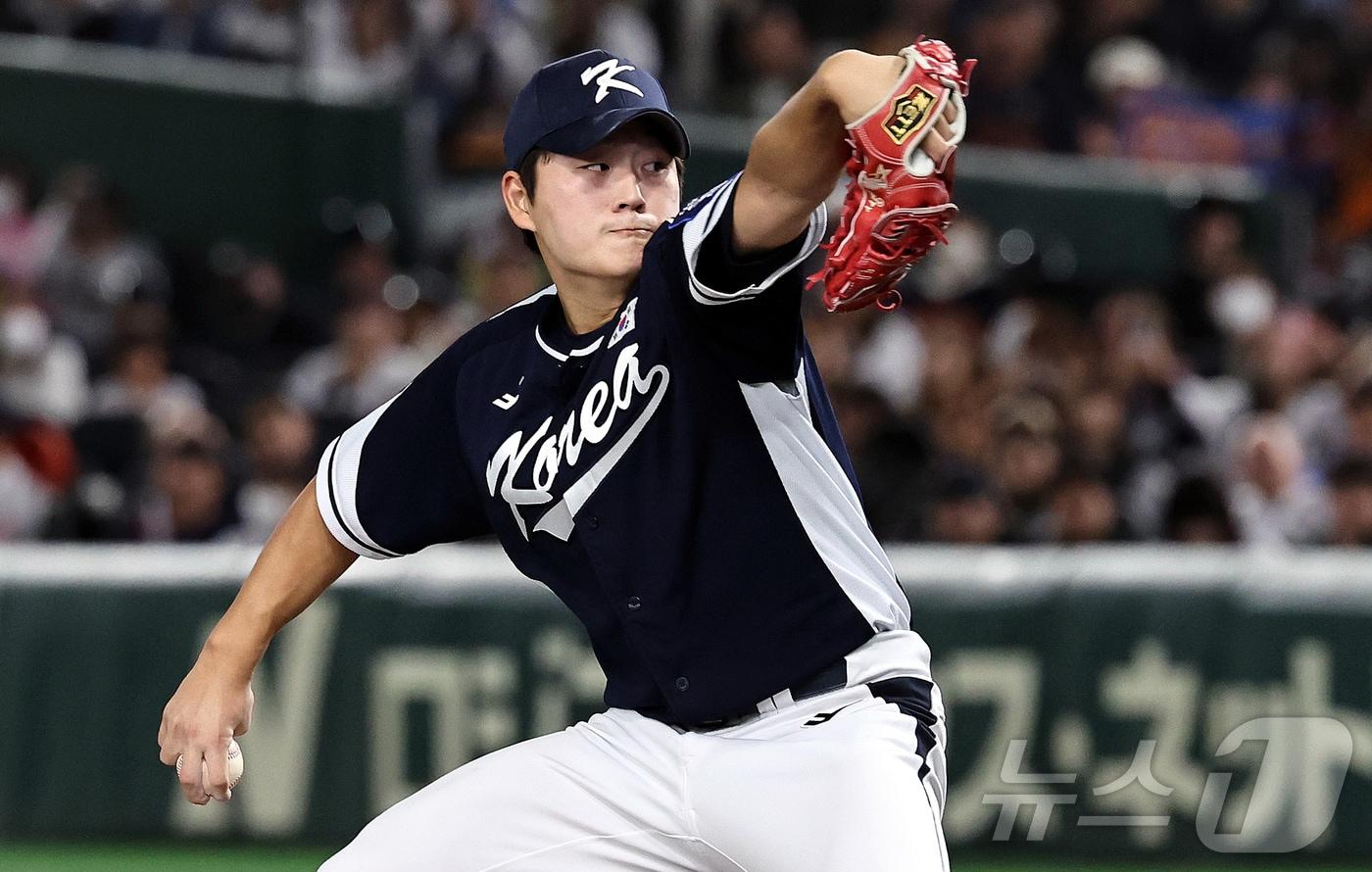 본문 이미지 - 한국 야구대표팀 투수 김택연. 2025.11.15 ⓒ 뉴스1 구윤성 기자