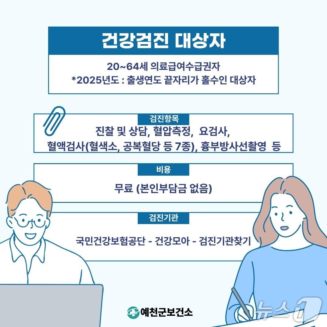 본문 이미지 - 경북 예천군의 의료급여수급권자 대상 일반건강검진 안내 포스터(예천군 제공. 재판매 및 DB 금지)2025.11.17/뉴스1
