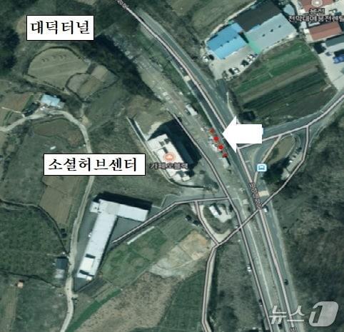 본문 이미지 - 대전시척수장애인협회 사업장 진입로  위치도 (옥천군 제공. 재판매 및 DB금지) /뉴스1