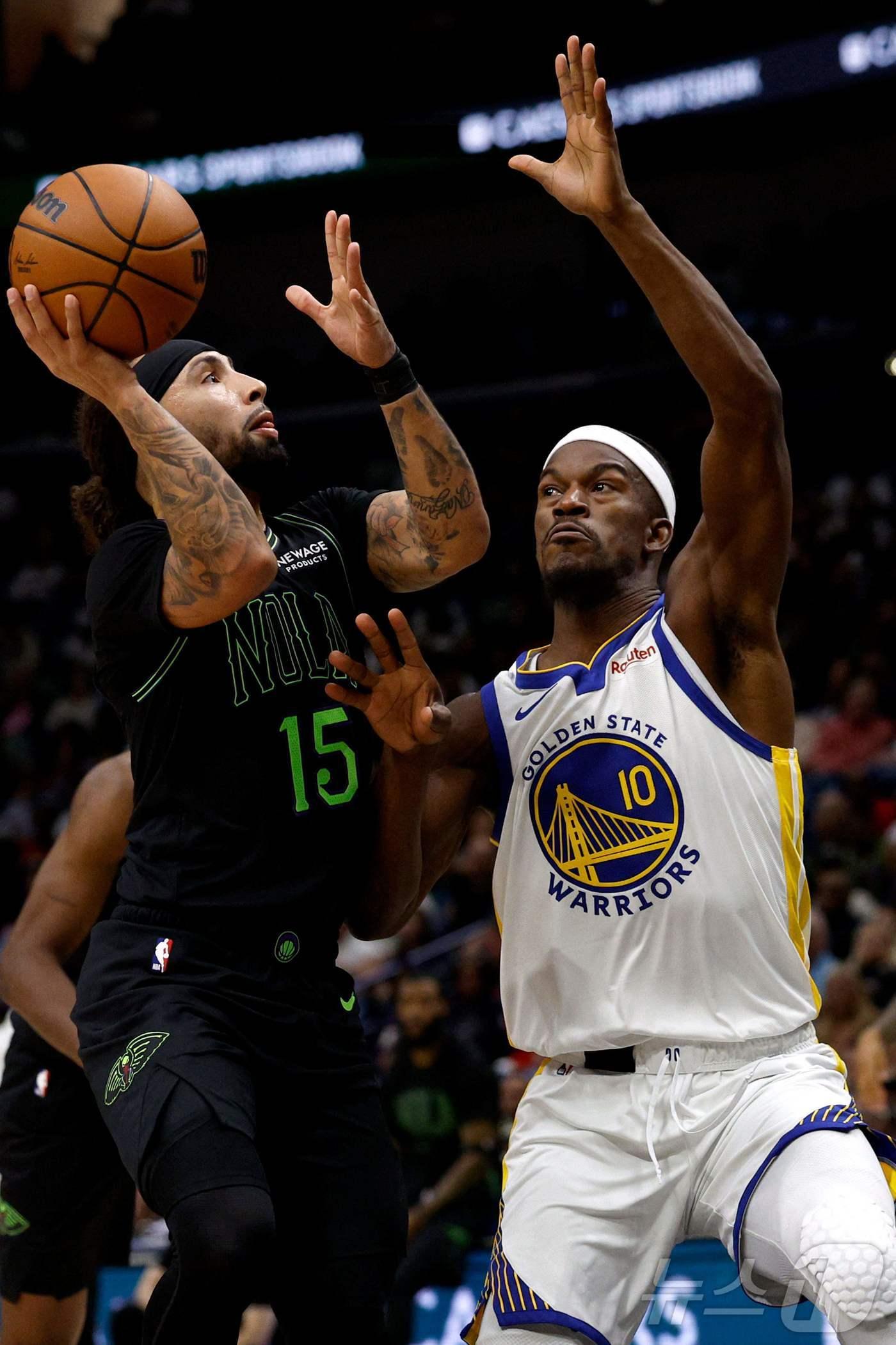 본문 이미지 - NBA 뉴올리언스가 17일&#40;한국시간&#41; 골든스테이트와 경기에서 패해 5연패에 빠졌다. ⓒ AFP=뉴스1