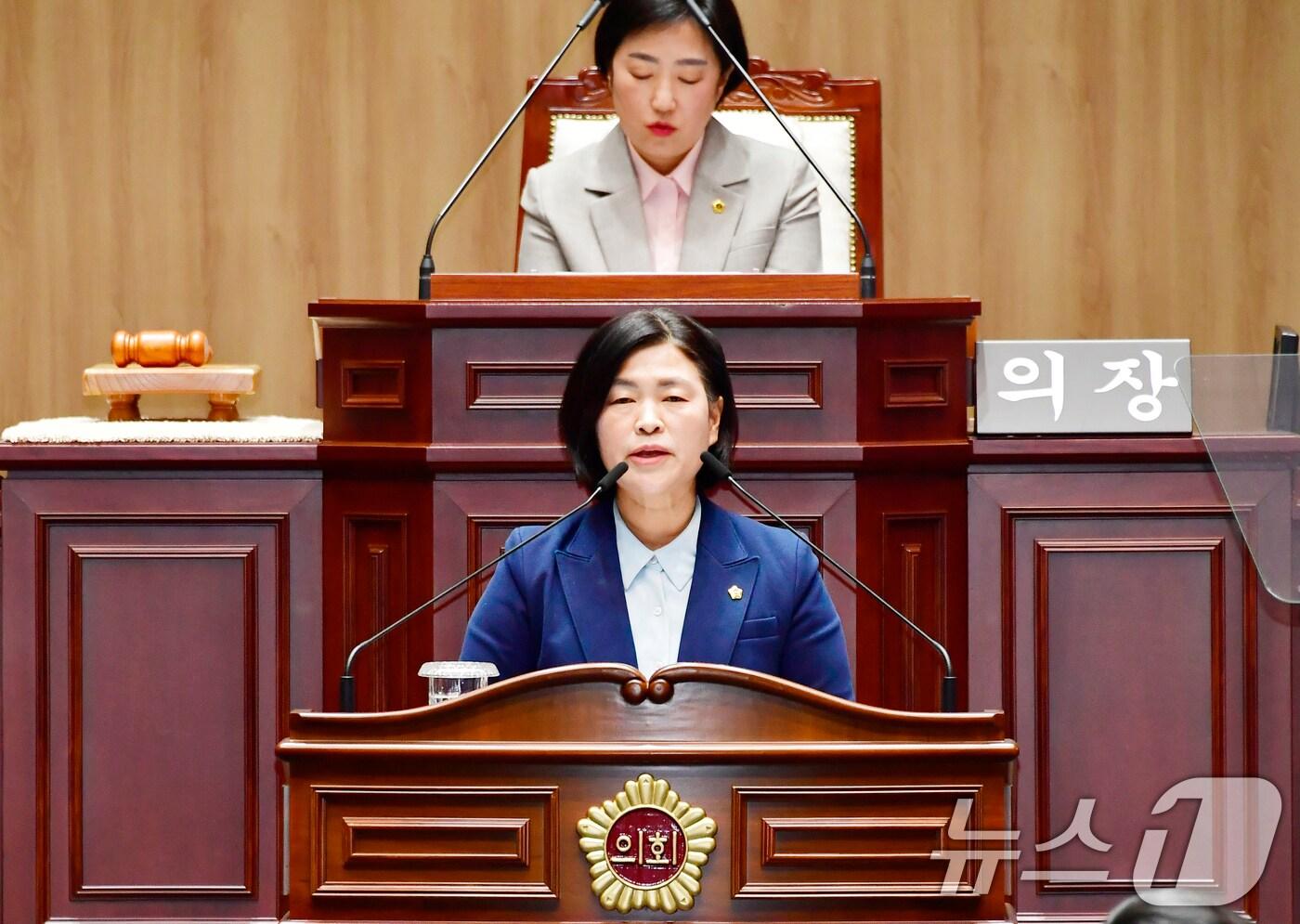 최지현 광주시의원이 17일 열린 2차 정례회 2차 본회의에서 5분 자유발언을 하고 있다.(광주시의회 제공. 재판매 및 DB 금지) 