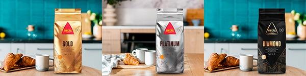 본문 이미지 - (왼쪽부터) 델타 커피 골드(Gold), 플래티넘(Platinum), 다이아몬드(Diamond) / 사진=델타 커피(Delta Caf&eacute;s) 제공