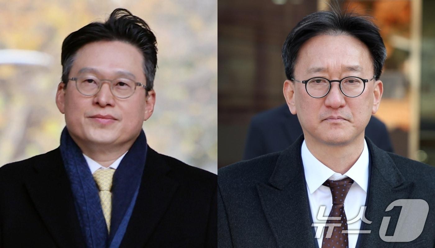 김선규 전 고위공직자범죄수사처 수사1부장검사&#40;왼쪽&#41;와 송창진 전 수사2부장검사. 2025.11.17/뉴스1 ⓒ News1 황기선 기자