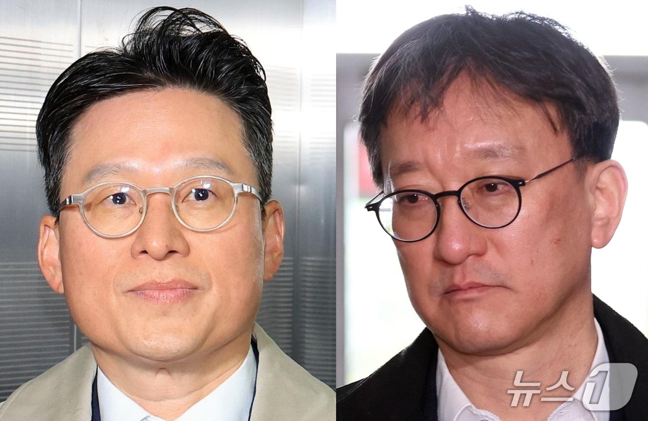본문 이미지 - 김선규 전 고위공직자범죄수사처 수사1부장검사&#40;왼쪽&#41;와 송창진 전 수사2부장검사.2025.11.17./ⓒ 뉴스1