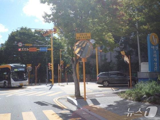 본문 이미지 - 울산 북구에 설치된 대형차량 사고예방 반사경.(울산 북구 제공. 재판매 및 DB 금지)/뉴스1