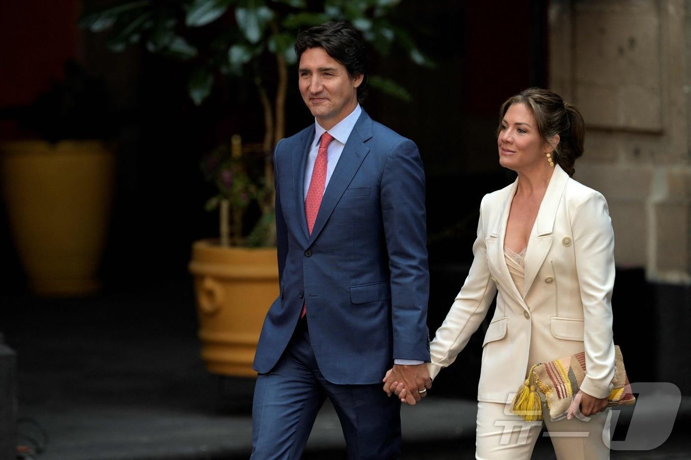 저스틴 트뤼도 전 캐나다 총리와 전 부인 소피 그레구아르 ⓒ AFP=뉴스1