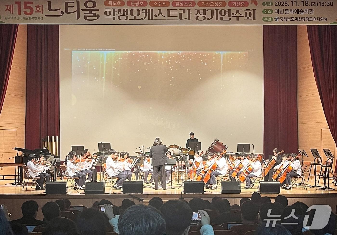 충북 괴산증평교육지원청은 18일 괴산문화예술회관에서 15회 느티울 학생오케스트라 정기연주회를 성황리에 개최했다.&#40;괴산증평교육지원청 제공, 재판매 및 DB금지&#41;/뉴스1