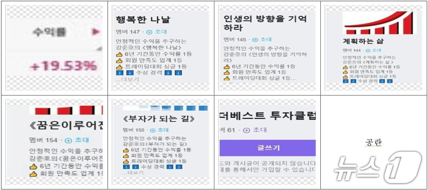 피해자를 유인하기 위해 개설한 허위의 투자리딩방.&#40;부산경찰청 제공. 재판매 및 DB 금지&#41;