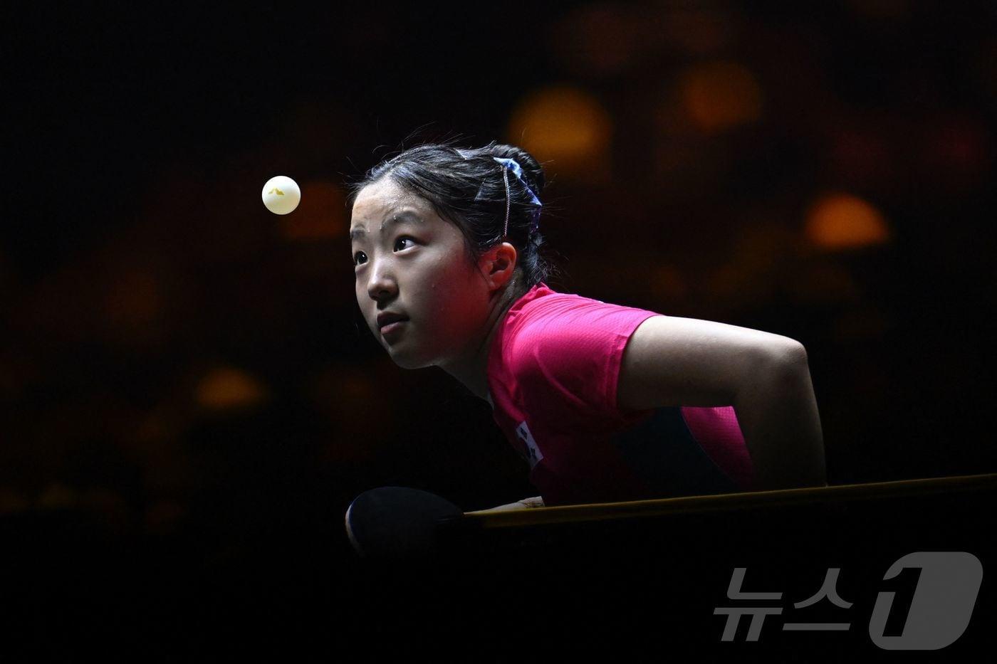 한국 여자탁구의 신유빈 ⓒ AFP=뉴스1